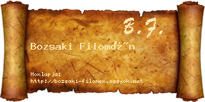Bozsaki Filomén névjegykártya